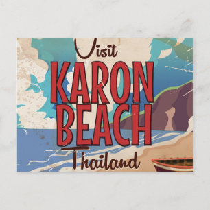 Postal Cartel de viaje vintage de la playa de Karon Taila