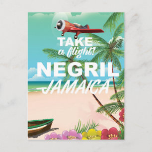 Postal Cartel de viaje vintage de la playa de Negril Jama