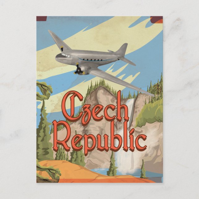 Postal Cartel de viaje vintage de la República Checa (Anverso)