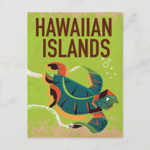 Postal Cartel de viaje vintage de las Islas Hawaianas.