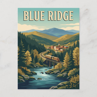 Postal Cartel de viaje vintage de las Montañas Blue Ridge