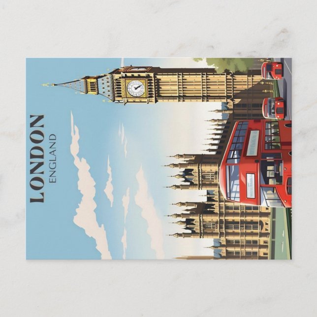 Postal cartel de viaje vintage de londres (Anverso)
