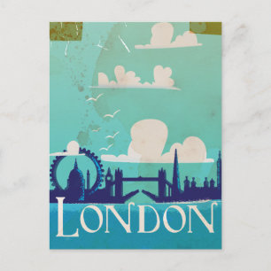 Postal Cartel de viaje vintage de Londres