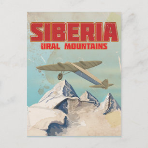 Postal cartel de viaje vintage de los montes urales de Si