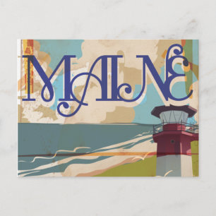 Postal Cartel de viaje vintage de Maine