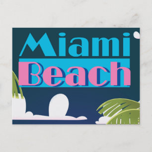 Postal Cartel de viaje vintage de Miami Beach, Florida EE