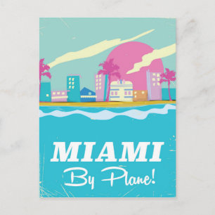 Postal Cartel de viaje vintage de Miami de los años 80
