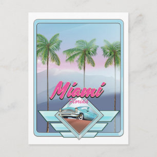 Postal Cartel de viaje vintage de Miami Florida