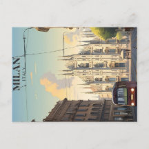 cartel de viaje vintage de milán