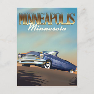 Postal Cartel de viaje vintage de Minneapolis, Minnesota