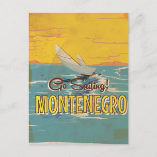 Postal cartel de viaje vintage de Montenegro navegando