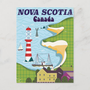 Postal Cartel de viaje vintage de Nueva Escocia Canadá