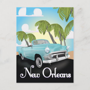 Postal Cartel de viaje vintage de Nueva Orleans.