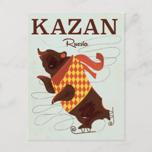 Postal Cartel de viaje vintage de oso de Kazán Rusia