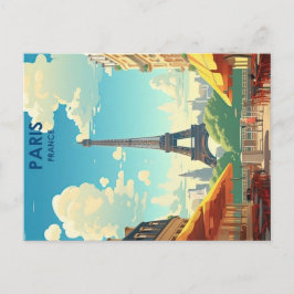 Postal cartel de viaje vintage de París