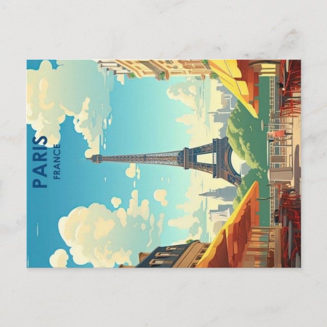 Postal cartel de viaje vintage de París (Anverso)