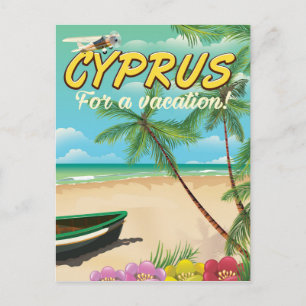 Postal Cartel de viaje vintage de playa de Chipre