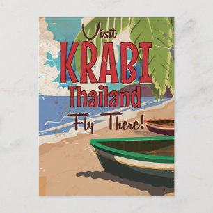 Postal Cartel de viaje vintage de Playa Krabi Tailandia