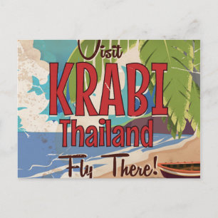 Postal Cartel de viaje vintage de Playa Krabi Tailandia