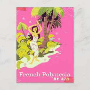 Postal Cartel de viaje vintage de Polinesia Francesa