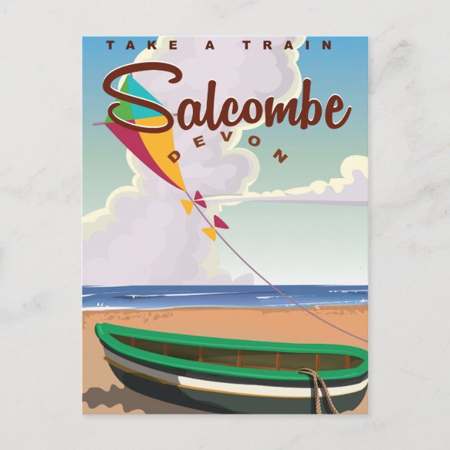 Postal Cartel de viaje vintage de Salcombe, Devon (Anverso)