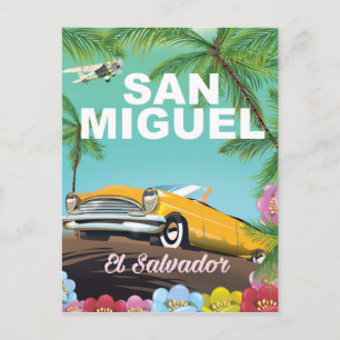 Postal Cartel de viaje vintage de San Miguel El Salvador