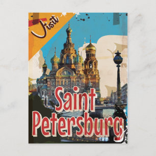 Postal Cartel de viaje vintage de San Petersburgo, Rusia