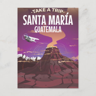 Postal Cartel de viaje vintage de Santa María Guatemala.