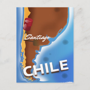 Postal Cartel de viaje vintage de Santiago de Chile
