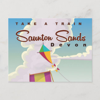 Postal Cartel de viaje vintage de Saunton Sands Devon