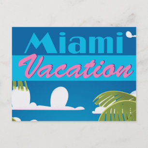 Postal Cartel de viaje vintage de vacaciones en Miami Bea
