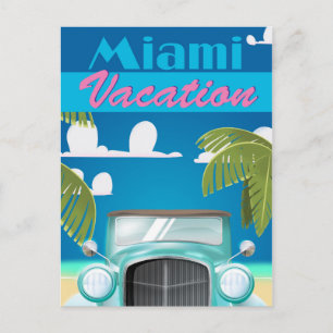 Postal Cartel de viaje vintage de vacaciones en Miami Bea