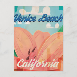 Postal Cartel de viaje vintage de Venice Beach California