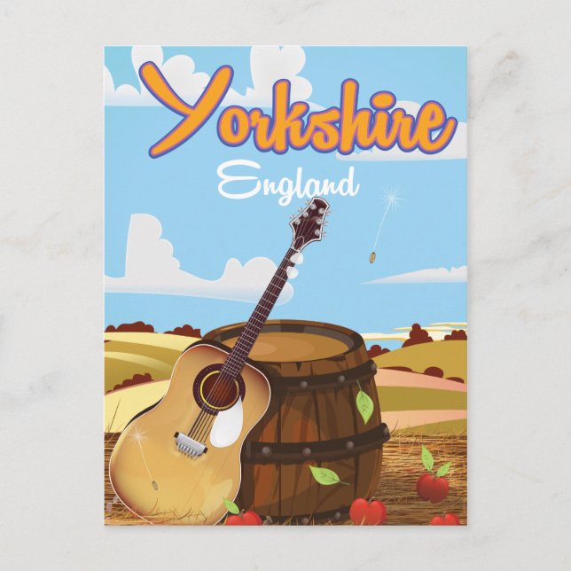 Postal cartel de viaje vintage de Yorkshire (Anverso)
