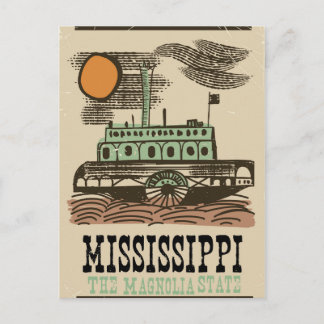 Postal cartel de viaje vintage del barco del río Mississi
