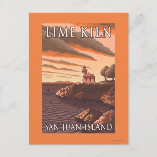 Postal Cartel de viaje vintage del faro de Lime Kiln