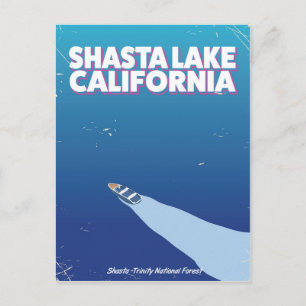 Postal Cartel de viaje vintage del lago Shasta California