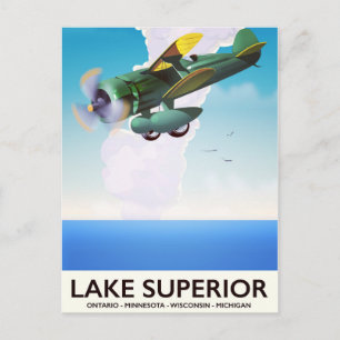 Postal Cartel de viaje vintage del Lago Superior