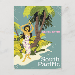Postal Cartel de viaje vintage del Pacífico Sur