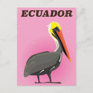 Postal Cartel de viaje vintage del Pelícano de Ecuador