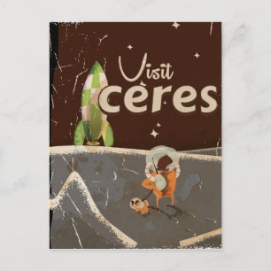 Postal Cartel de viaje vintage del planeta enano Ceres