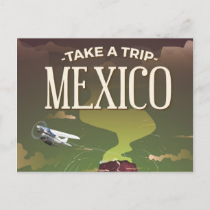 Postal Cartel de viaje vintage del Volcán Mexicano