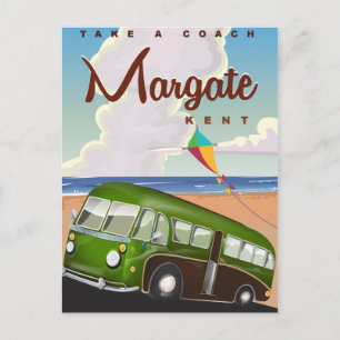 Postal Cartel de viaje vintage en autocar de Margate Kent