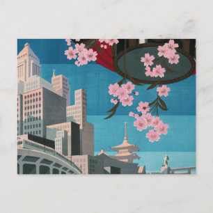 Postal Cartel de viaje vintage japonés de Tokio Japón