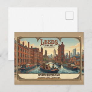 Postal Cartel de viaje vintage Leeds Inglaterra