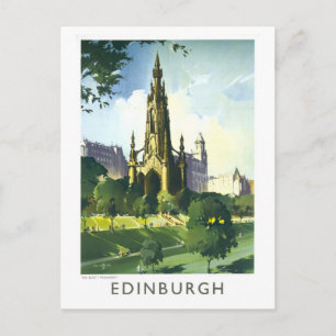 Postal Cartel de viaje vintage para Edimburgo en Escocia