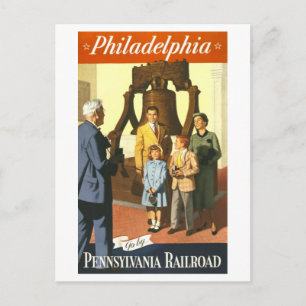 Postal Cartel de viaje vintage para Filadelfia