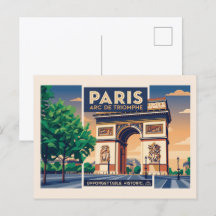 Cartel de viaje vintage París Arco de Triunfo