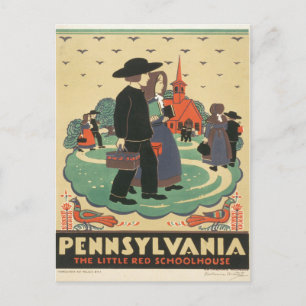 Postal Cartel de viaje vintage que promueve Pennsylvania