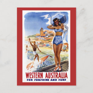 Postal Cartel de viaje vintage restaurado de Australia